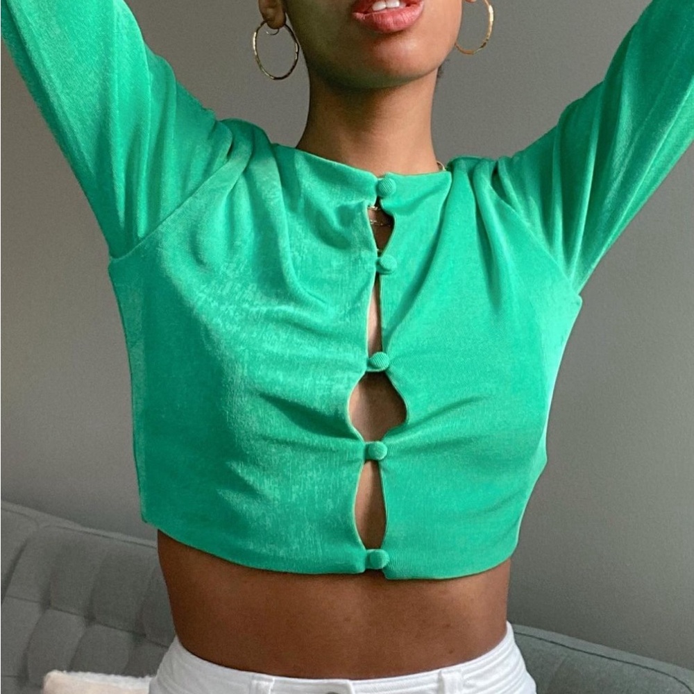 Green Long sleeve cardigan from with Jean